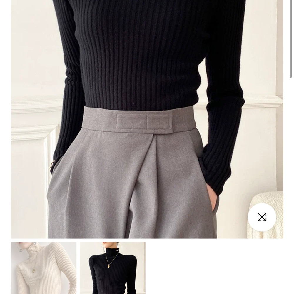 Black Ribbed Mia Modd Turtleneck Sweaters